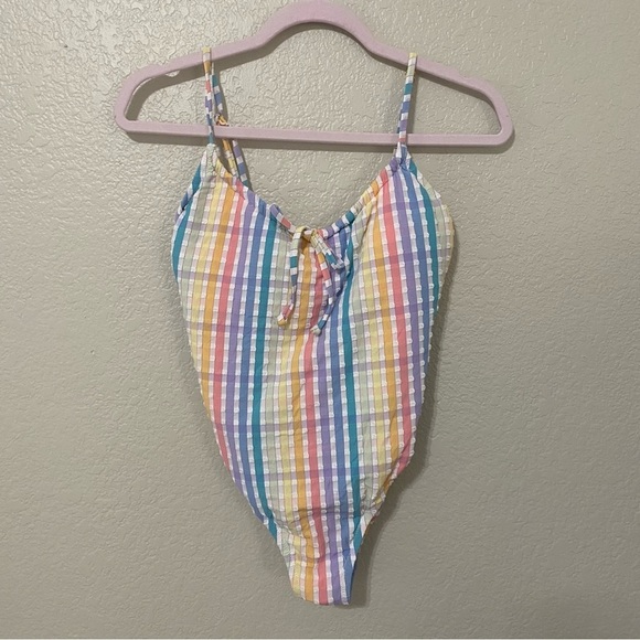 J.Crew Rainbow Seersucker One Piece - Picture 1 of 4